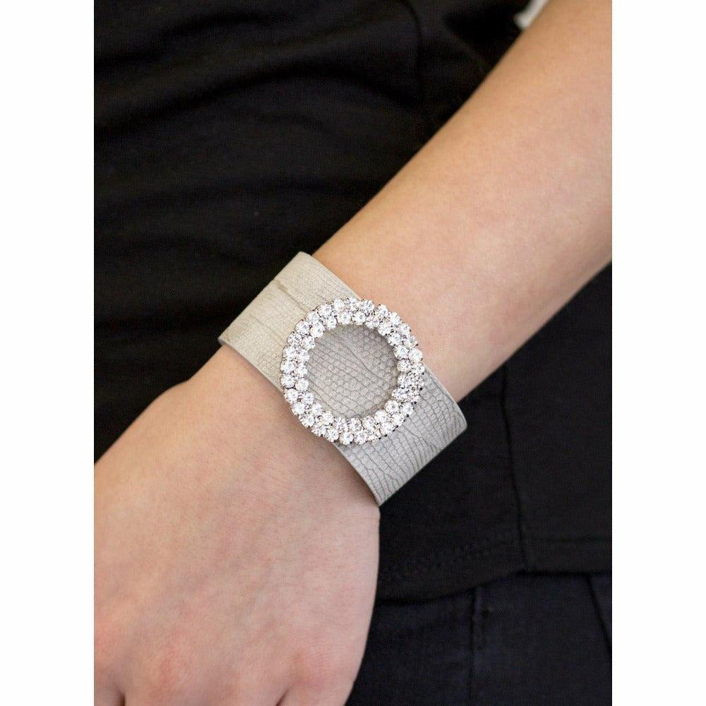 The Bling Silver Leather Bracelet - Sophistycats Jewelry