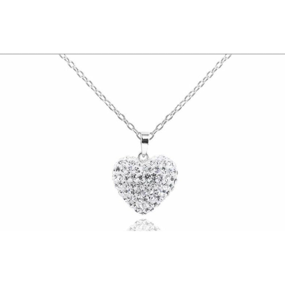 Swavorski crystal elements heart pendant necklace - sterling silver chain