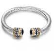 Stainless steel David Yurman Inspired Cuff Bracelet- Gold Silver w/ Black knob