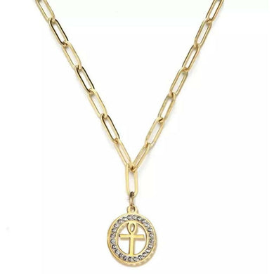 Ankh Pendant Paper Clip Necklace 