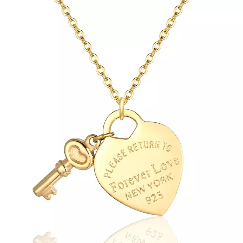 Forever Love Heart+Key Necklace