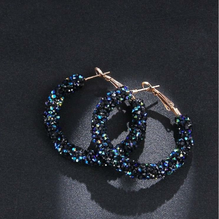 Geometric Crystal Hoops - Sophistycats Jewelry