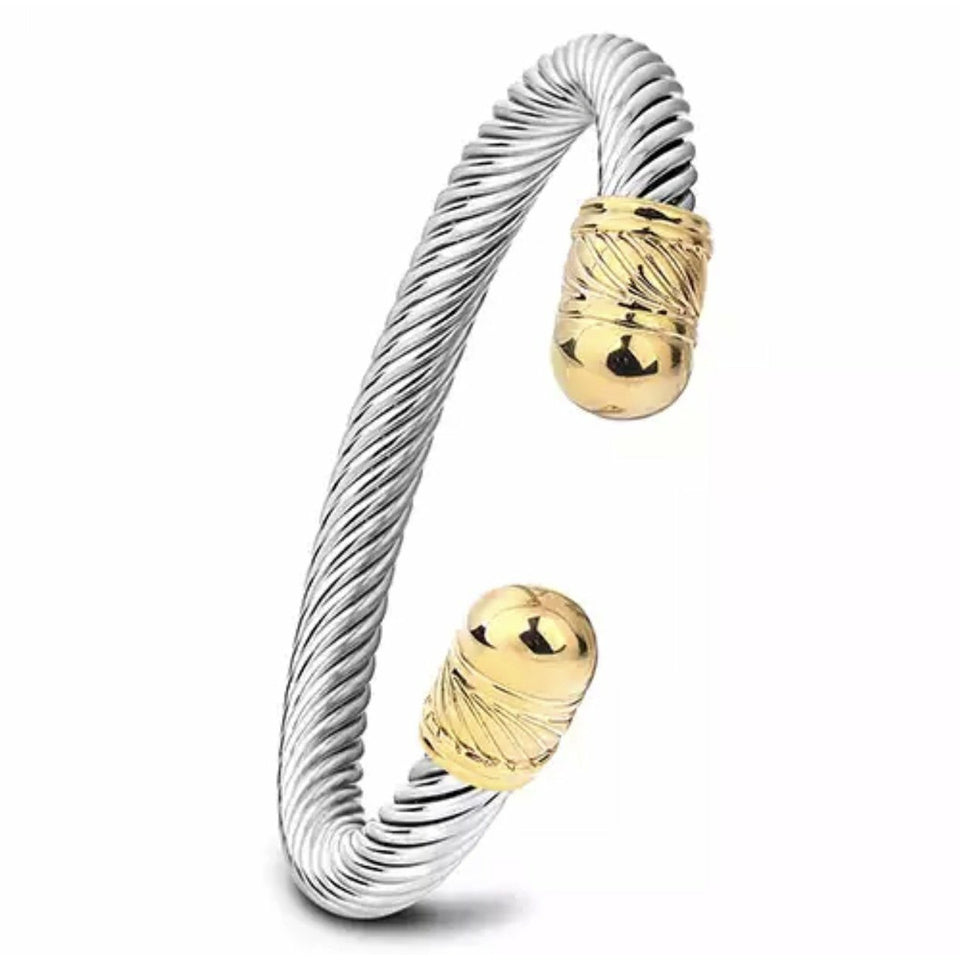 Designer Inspired Cuff Bracelet - Gold and Silver