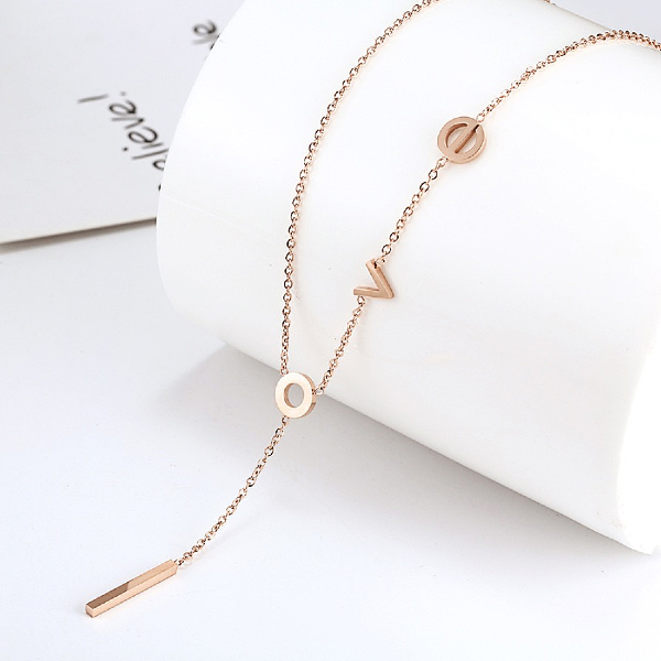 LOVE Letter Lariat Necklace - Stainless Steel