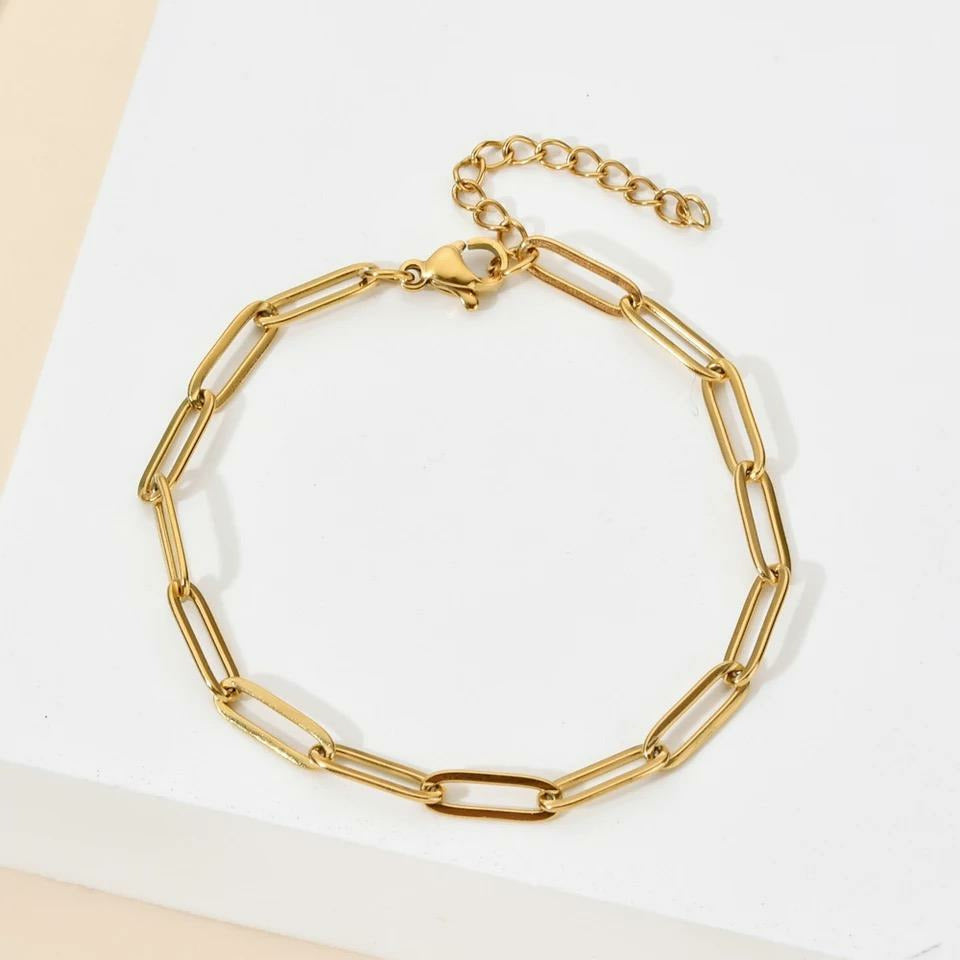 Paper clip Choker to Chain Necklace w/ Bracelet Set