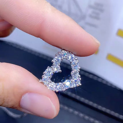 Open Moissanite Diamond Heart Pendant Necklace