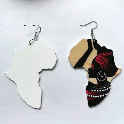 Nubian Queen Africa Wooden Earrings