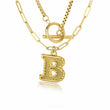 Letter B Name Initial Layer Necklace - Gold / Stainless Steel 