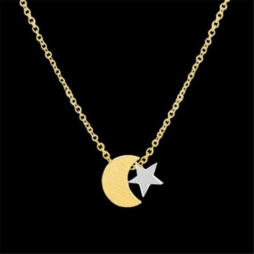Femme Moon &amp; Star Stainless Steel Necklace