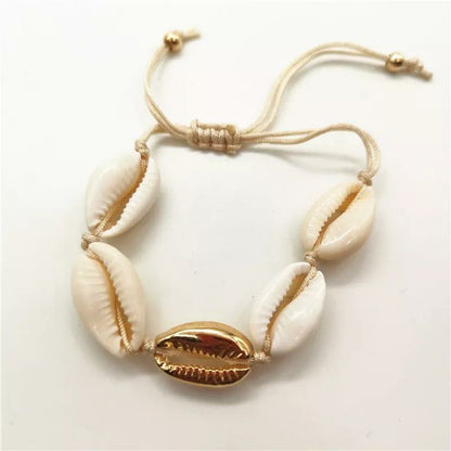 Beach Cowrie Gold Shell Bracelet / Anklet