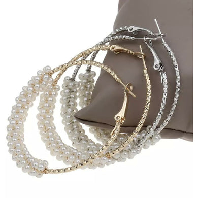 Pearl hoop earrings- Gold / Silver