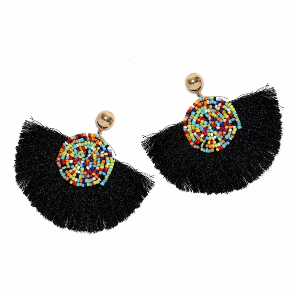 Bohemian tassel earrings - black
