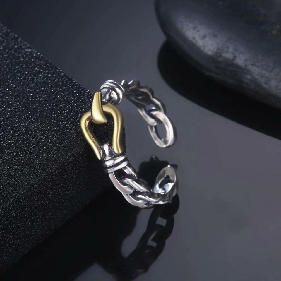 Designer Inspired Sterling Silver buckle ring 