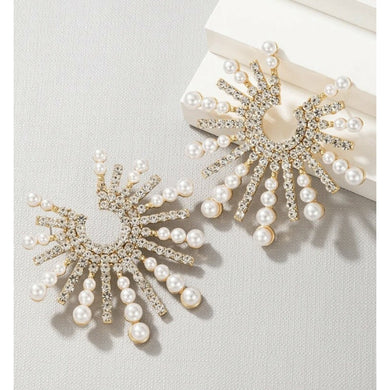 Rhinestone Pearl Statement Earrings