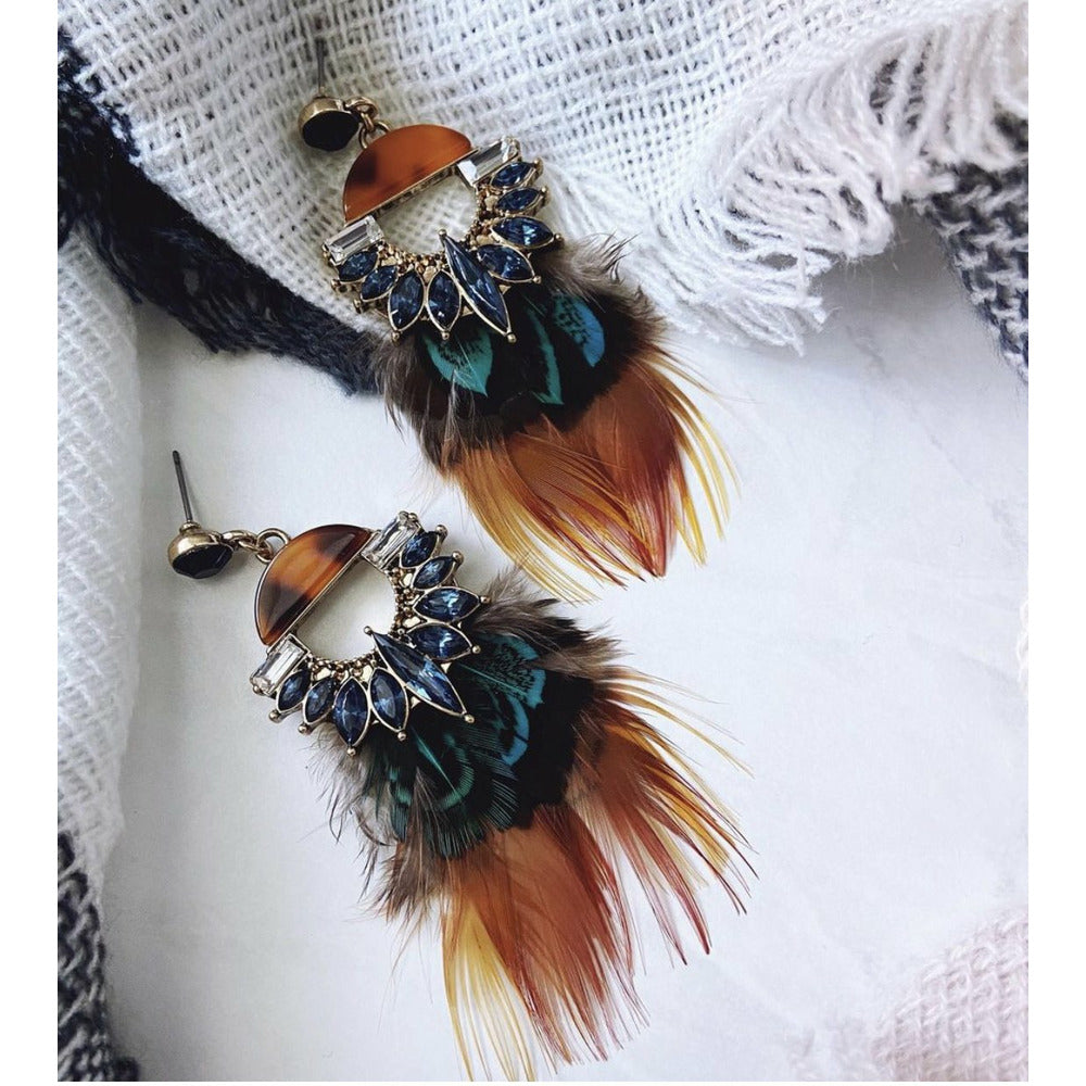 Feathered Tribal Holiday Unique Earrings 