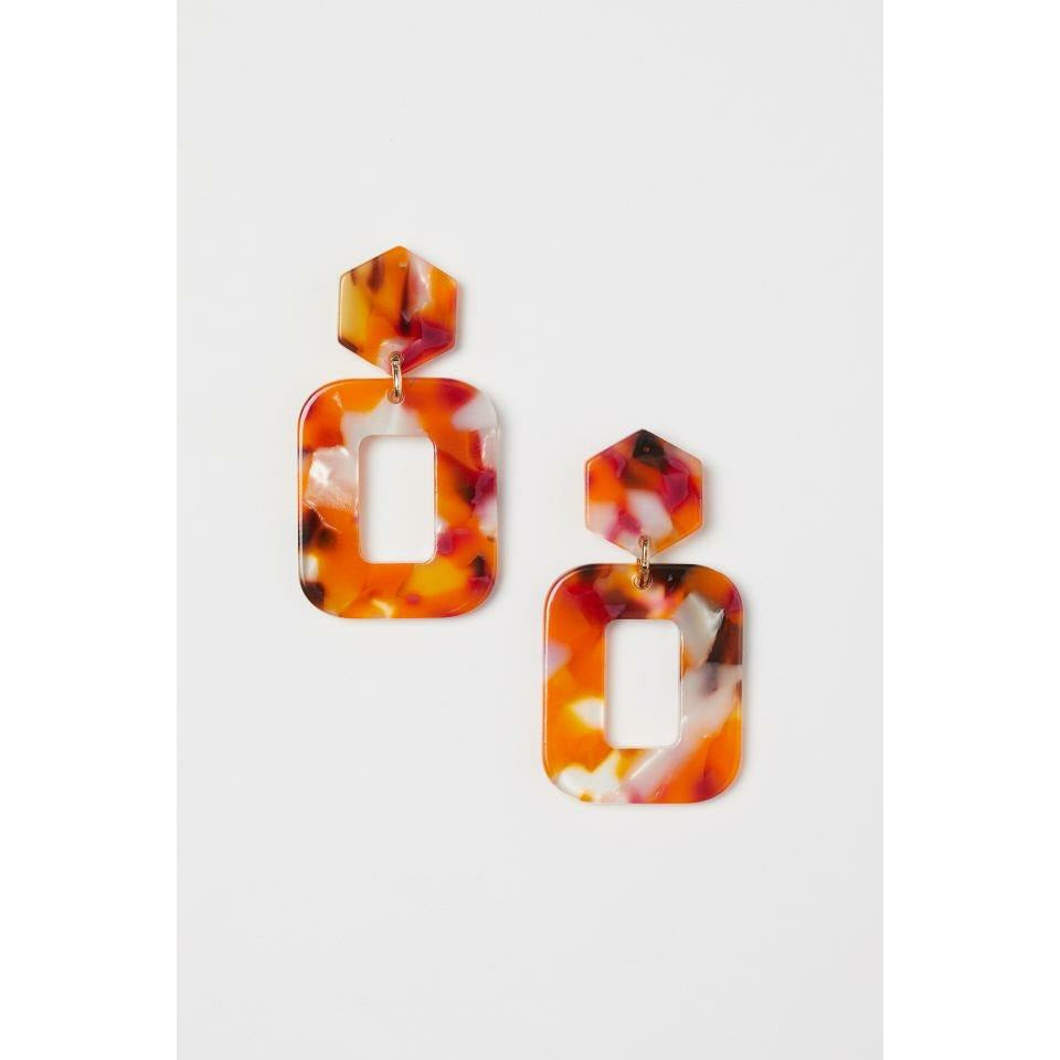 Orange resin drop summer earrings