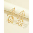 Rose Leaf Exaggerated Drop Gold Earrings