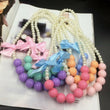 Girls or Doll dress up pearl necklace - pink purple orange 