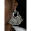 Fierce Gray Ornate Tassel Earrings 