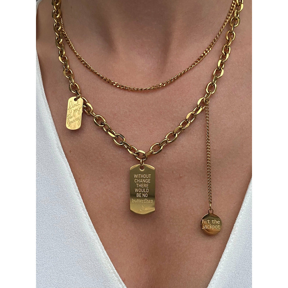 2 layers necklace features delicate chains and inspiring pendants