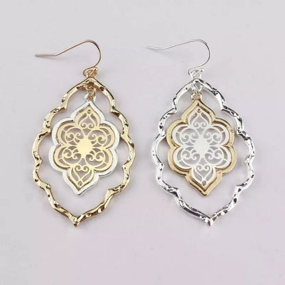Moroccan Filigree Earrings - Gold / Silver
