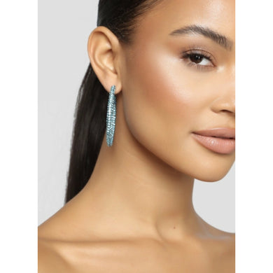 Blue And Pink Hoop Earrings Full Rhinestone