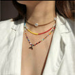 Summer beach choker layered necklace - Seed beaded multi color