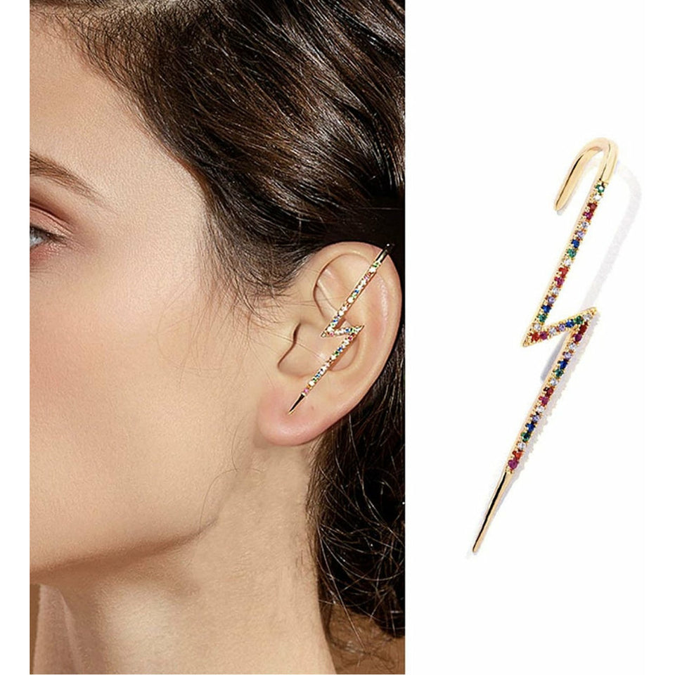 Bolt multi color ear climber earrings