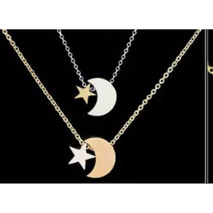 Femme Moon & Star Stainless Steel Necklace