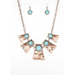 Rippled Turquoise Collar Necklace w/ Earring