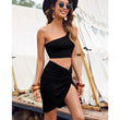 Swimsuit CoverUp - Off The Shoulder Crop Top & Side Twist Skirt Set