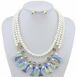 Pearl crystal statement necklace with matching earrings 