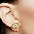 Halloween Stud Earrings - Stainless Steel ( candy corn, pumpkin, witch, ghost, fall leaves, haunted house)