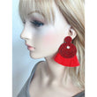 Wine Red - Stylish Bohemian Beaded Statement Tassel Drop Earrings.