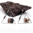 Geometric Triangle wired earring with natural stones - Gold and Silver 