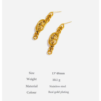 Mili-Buckle Link Drop Gold Earrings