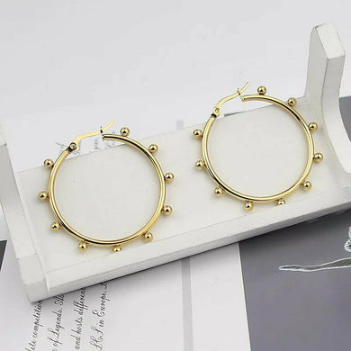 10 Ball Medium Hoop Earrings