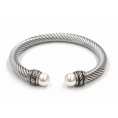 Lexi Pearl Cable Wire Cuff Bracelet