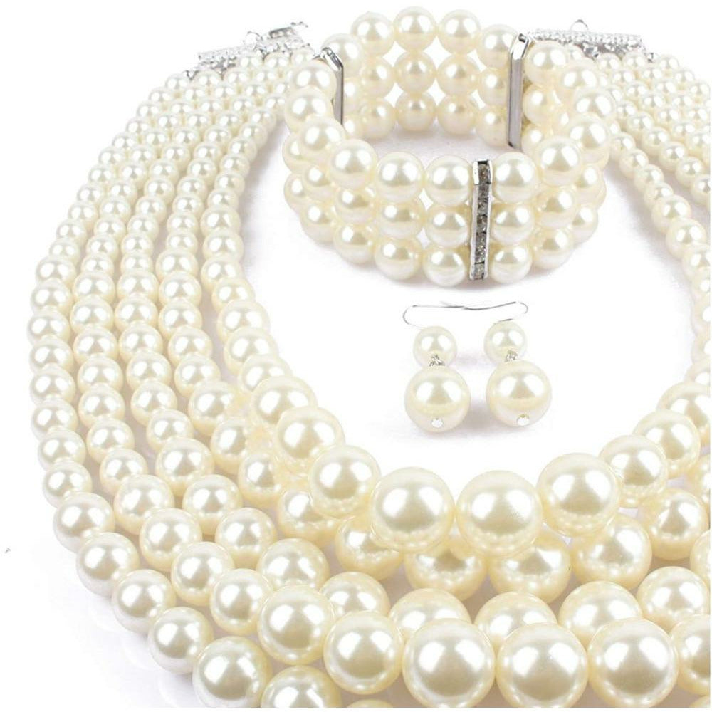 Sandra Multilayered Pearl Necklace Set - Sophistycats Jewelry