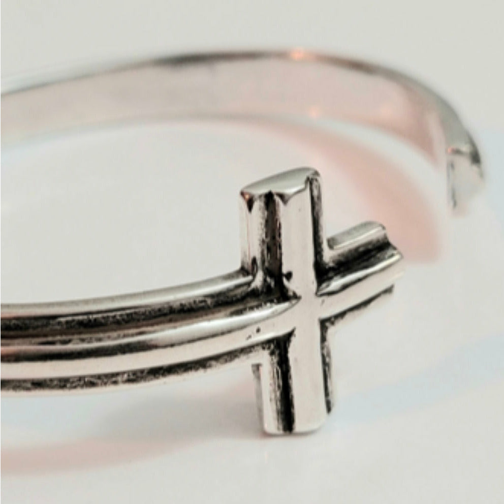 Hope Cross Cuff 925 Sterling Silver Bracelet