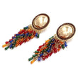 Muliticolor long crystal beaded Tassle statement earrings 