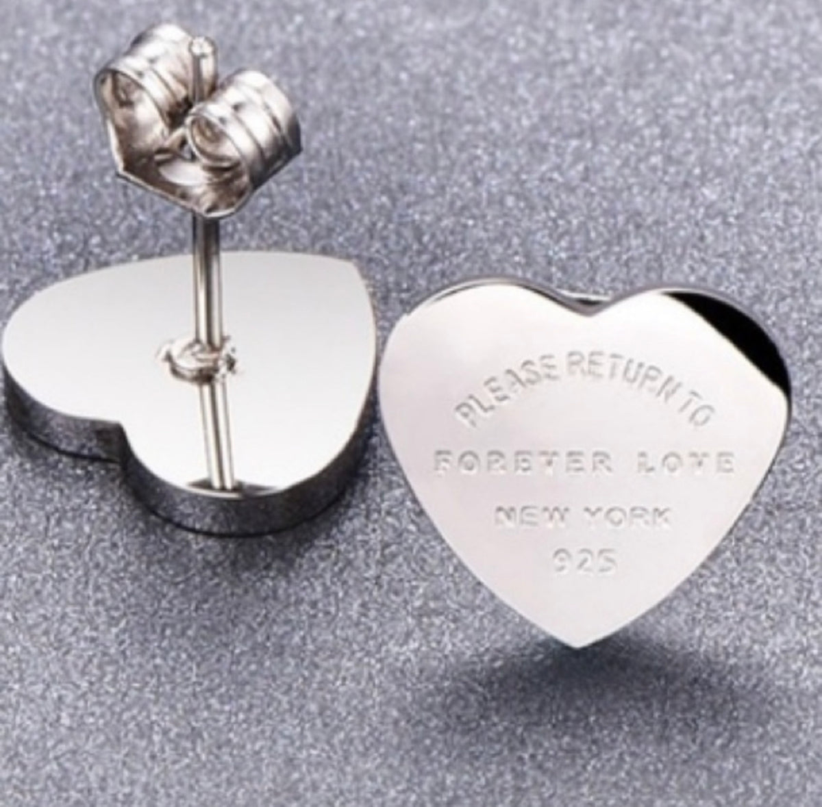 Please Return to Forever Love Heart Tag Earrings
