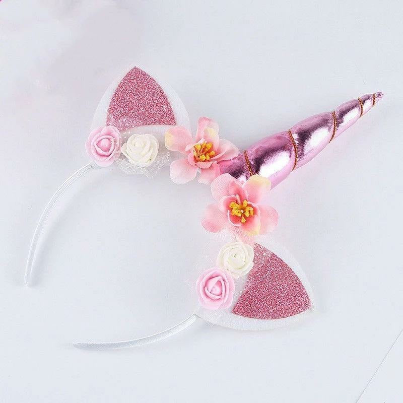 Pink unicorn Cat flower headband 