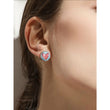 Red Heart Round Stainless Steel Post Earrings