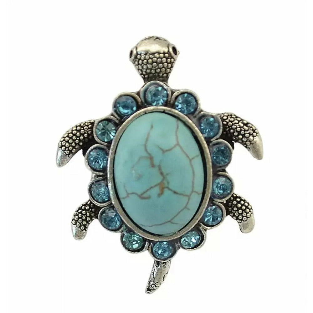 Turkish silver turquoise turtle statement ring